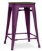 Tabouret industriel en acier brillant et bois marron REKO - Assise 60 cm - Photo n°1