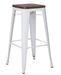 Tabouret industriel en acier brillant et bois marron REKO - Assise 76 cm - Photo n°1
