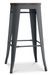 Tabouret industriel en acier brillant et bois marron REKO - Assise 76 cm - Photo n°1