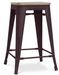 Tabouret industriel en acier vintage et bois clair REKO - Assise 60 cm - Photo n°1