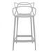 Tabouret moderne avec accoudoirs gris Beliano 66 cm - Photo n°4