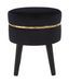 Tabouret noir velours noir style rétro glamour PARIS - Photo n°1