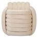 Tabouret pouf en velours crème design noué Softy - Photo n°1
