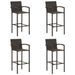 Tabourets de bar 4 pcs Marron Résine tressée - Photo n°1