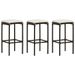 Tabourets de bar avec coussins 3 pcs Marron Résine tressée - Photo n°1