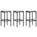 Tabourets de bar avec coussins 3 pcs Noir Résine tressée - Photo n°1