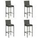 Tabourets de bar de jardin et coussins 4pcs Gris Résine tressée - Photo n°1