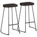 Tabourets de bar lot de 2 noir 45x40x78 cm bois manguier massif - Photo n°1