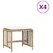 Tabourets de jardin avec coussins 4 pcs beige 41x41x36 cm rotin - Photo n°2