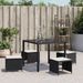 Tabourets de jardin avec coussins 4 pcs noir 40x40x35 cm rotin - Photo n°4