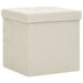 Tabourets de rangement pliables lot de 2 blanc crème Faux lin - Photo n°3