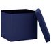 Tabourets de rangement pliables lot de 2 bleu faux lin - Photo n°5