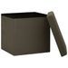 Tabourets de rangement pliables lot de 2 marron foncé faux lin - Photo n°5