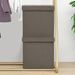 Tabourets de rangement pliables lot de 2 taupe faux lin - Photo n°1