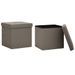 Tabourets de rangement pliables lot de 2 taupe faux lin - Photo n°2