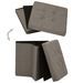 Tabourets de rangement pliables lot de 2 taupe faux lin - Photo n°6