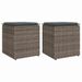 Tabourets jardin coussins lot de 2 gris 40x40x43 cm poly rotin - Photo n°1