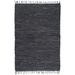 Tapis Chindi Cuir tissé à la main 160 x 230 cm Gris - Photo n°1