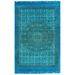 Tapis Kilim Coton 160 x 230 cm avec motif Turquoise - Photo n°1