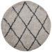 Tapis shaggy à poils longs moderne beige et anthracite Ø 80 cm - Photo n°1