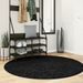 Tapis shaggy à poils longs moderne noir Ø 160 cm - Photo n°2