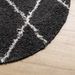 Tapis shaggy à poils longs moderne noir et crème Ø 100 cm - Photo n°4