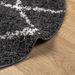 Tapis shaggy à poils longs moderne noir et crème Ø 100 cm - Photo n°6