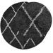 Tapis shaggy à poils longs moderne noir et crème Ø 120 cm - Photo n°3