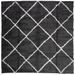 Tapis shaggy à poils longs moderne noir et crème 120x120 cm - Photo n°1