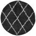 Tapis shaggy à poils longs moderne noir et crème Ø 280 cm - Photo n°1