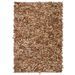 Tapis shaggy Cuir véritable 120 x 170 cm Brun roux - Photo n°1