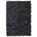 Tapis shaggy Cuir véritable 120 x 170 cm Gris - Photo n°1