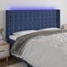 Tête de lit à LED Bleu 203x16x118/128 cm Tissu - Photo n°1