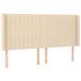 Tête de lit à LED Crème 203x16x118/128 cm Tissu - Photo n°1