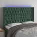 Tête de lit à LED Vert foncé 163x16x118/128 cm Velours - Photo n°1
