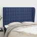 Tête de lit avec oreilles Bleu 147x23x118/128 cm Tissu - Photo n°1