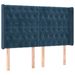 Tête de lit avec oreilles Bleu foncé 147x16x118/128 cm Velours - Photo n°1