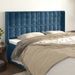 Tête de lit avec oreilles Bleu foncé 163x16x118/128 cm Velours - Photo n°1