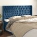 Tête de lit avec oreilles Bleu foncé 203x16x118/128 cm Velours - Photo n°1