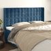 Tête de lit avec oreilles Bleu foncé 203x16x118/128 cm Velours - Photo n°1