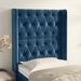 Tête de lit avec oreilles Bleu foncé 83x16x118/128 cm Velours - Photo n°1