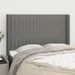 Tête de lit avec oreilles Gris foncé 147x16x118/128 cm Tissu - Photo n°1