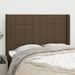 Tête de lit avec oreilles Marron foncé 147x16x118/128 cm Tissu - Photo n°1