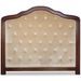 Tête de lit capitonnée velours beige et cadre en bois - Photo n°1