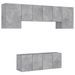 Unités murales TV 6 pcs gris béton bois d'ingénierie - Photo n°2