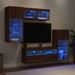 Unités murales TV avec LED 5 pcs chêne marron bois d'ingénierie - Photo n°4