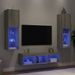 Unités murales TV avec LED 5 pcs gris sonoma bois d'ingénierie - Photo n°1