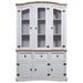 Vaisselier 3 portes 3 tiroirs pin massif blanc et bois clair Harrie - Photo n°4