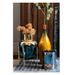 Vase sur pied verre turquoise et doré Geera H 27 cm - Lot de 3 - Photo n°2