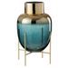 Vase sur pied verre turquoise et doré Geera H 37 cm - Photo n°1